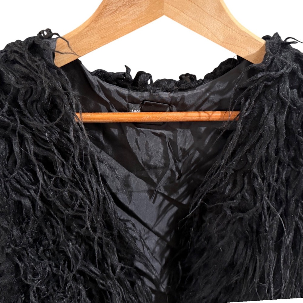 Wet Seal Womens Black Faux Fur Shag Vest Medium Sleeveless Hook Eye Closure - Picture 5 of 13